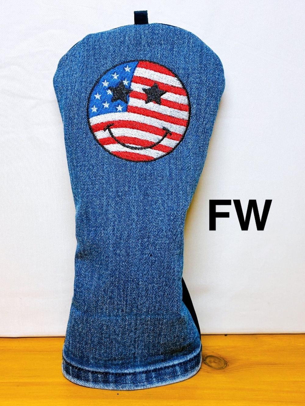 【F-412】Golf Fairway wood Head Cover Denim Jeans Handmade by Shizu